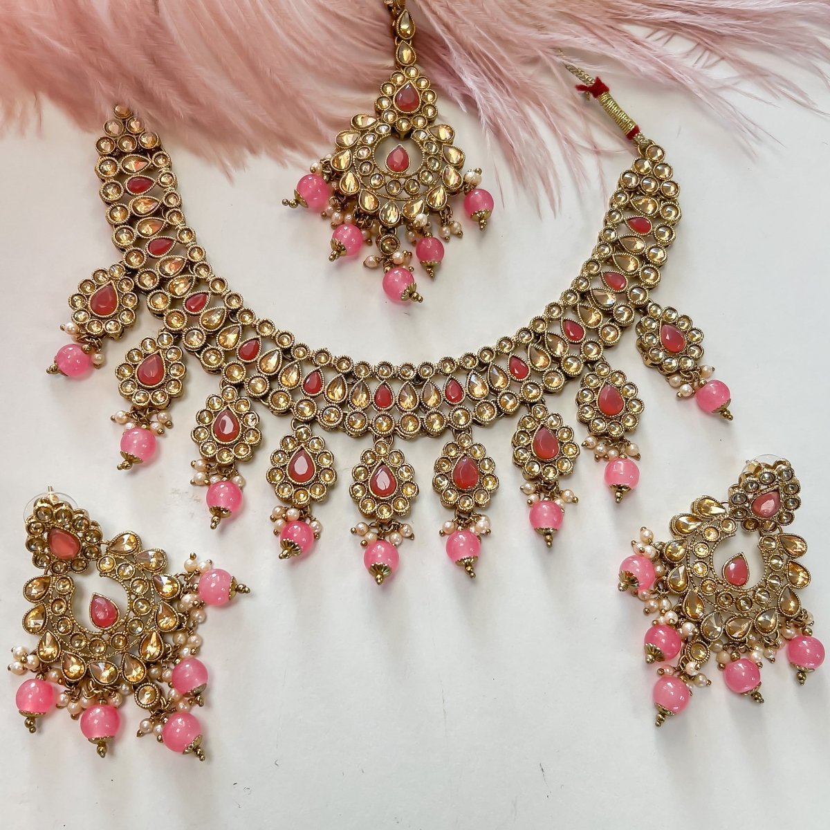 Ikra Necklace set - Pink - SOKORA JEWELSIkra Necklace set - Pink