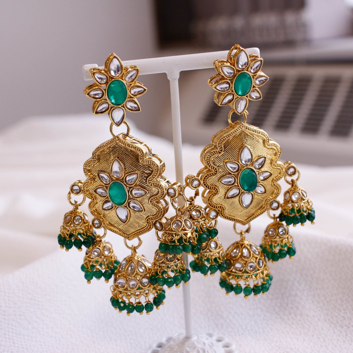 Stone Rose Gold Plated Multi Color Jhumka Earrings in Dandeli at best price  by Ravi Enterprise - Justdial