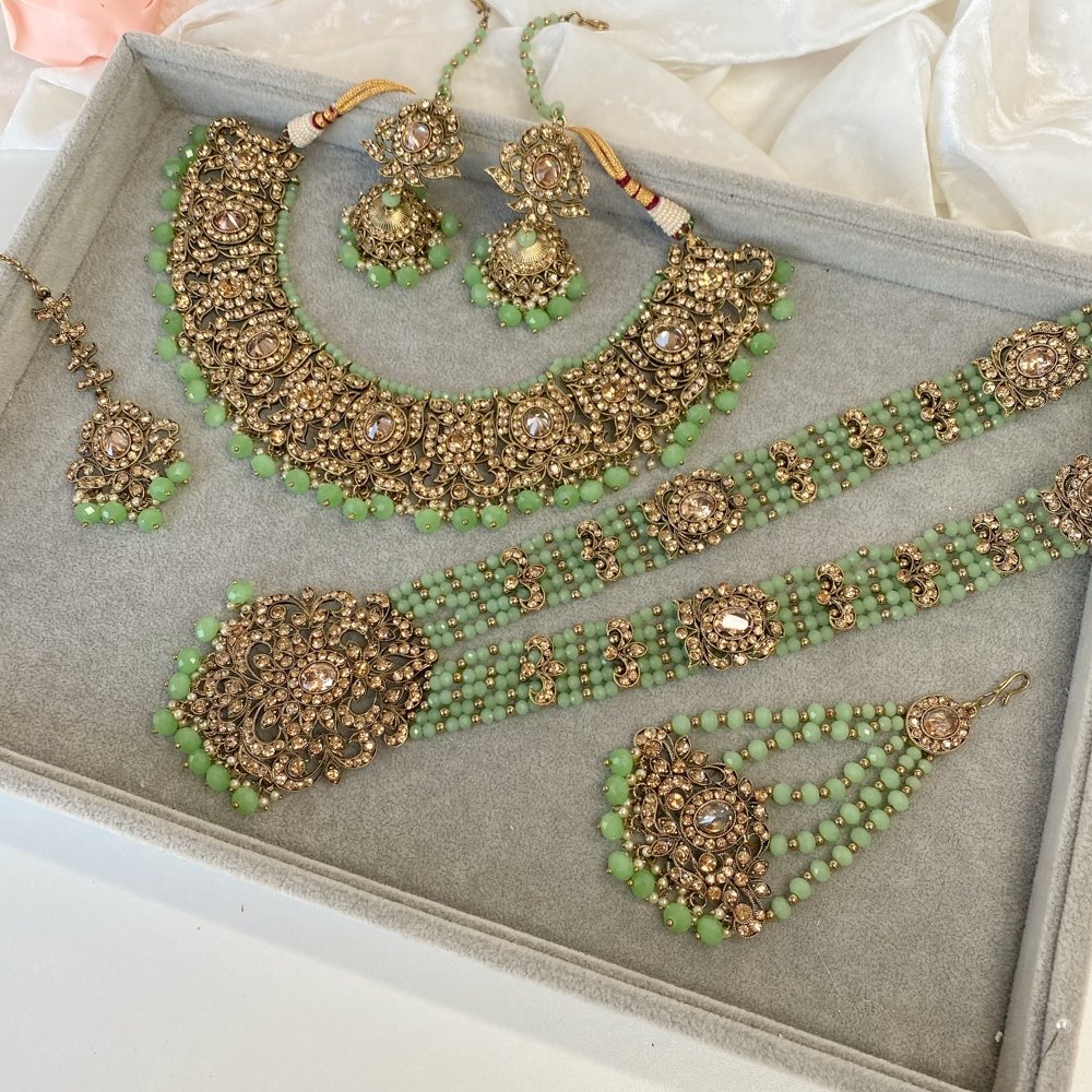 Julia Bridal necklace set - Mint - SOKORA JEWELSJulia Bridal necklace set - Mint