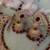 Julia Rose Gold Bridal necklace set - Maroon - SOKORA JEWELSJulia Rose Gold Bridal necklace set - Maroon