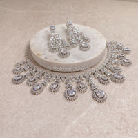 Katrina Silver Drop Diamante Set - Clear - SOKORA JEWELSKatrina Silver Drop Diamante Set - ClearNECKLACE SETS