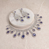 Katrina Silver Drop Diamante Set - Purple - SOKORA JEWELSKatrina Silver Drop Diamante Set - PurpleNECKLACE SETS
