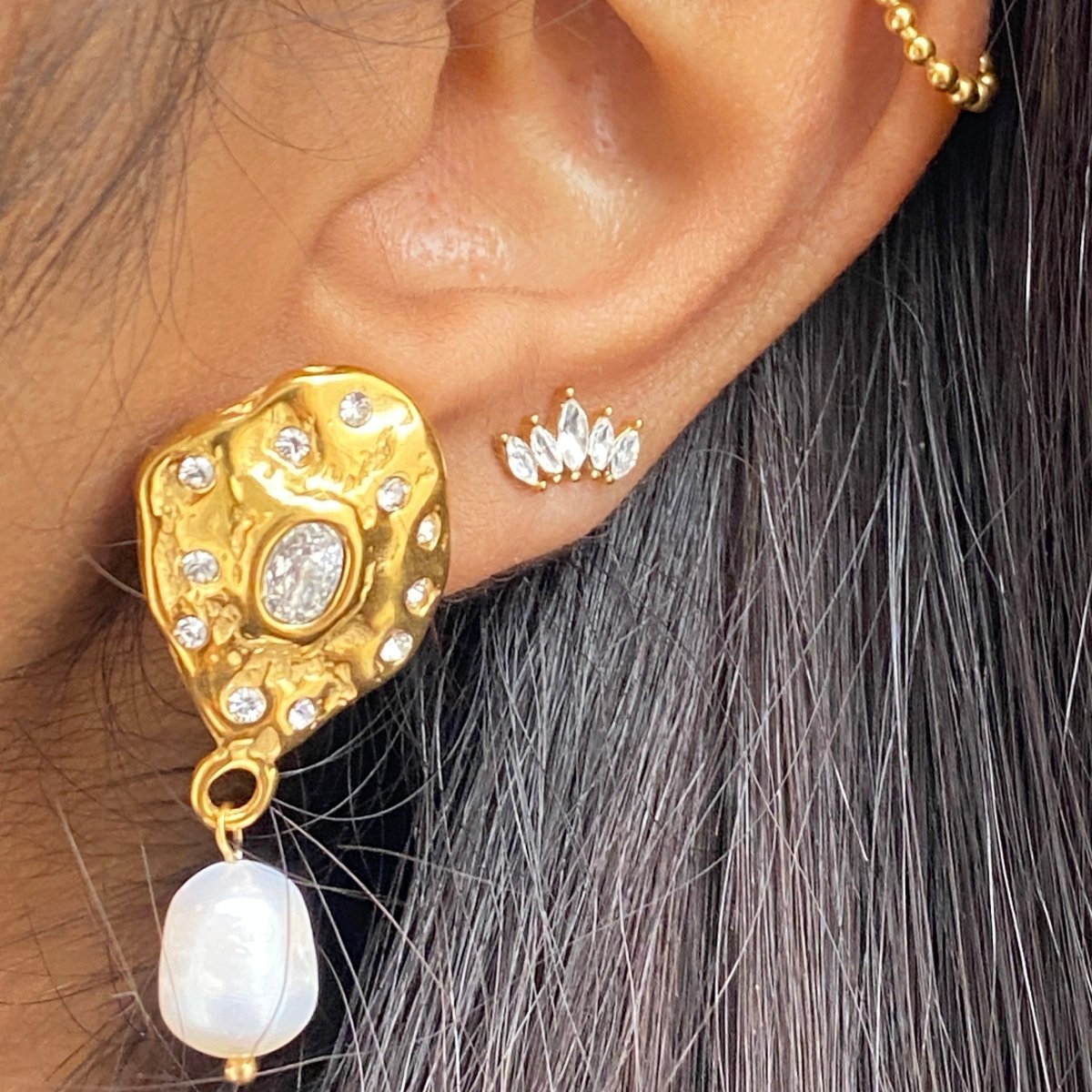 Kavya Pearl drop Earrings - SOKORA JEWELSKavya Pearl drop Earrings