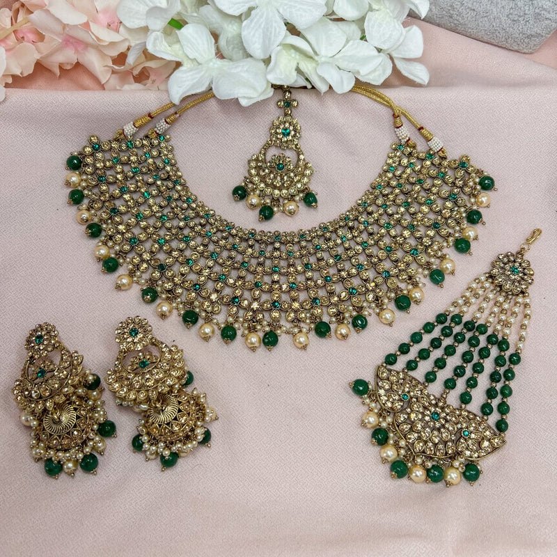 Kenza Bridal Necklace set - Green - SOKORA JEWELSKenza Bridal Necklace set - Green