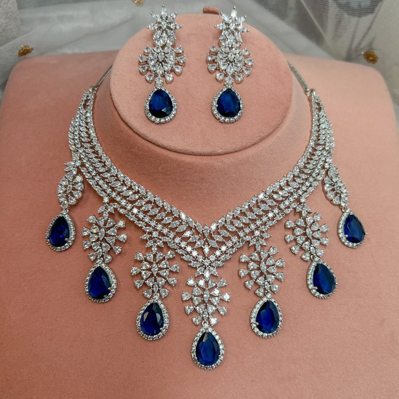 Kirthi Sapphire Drop Diamante Set - SOKORA JEWELSKirthi Sapphire Drop Diamante SetNECKLACE SETS