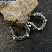 Kora Pearl Silver Hoop Earrings - SOKORA JEWELSKora Pearl Silver Hoop Earrings