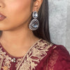 Kundan Gem earrings - Dark Silver - SOKORA JEWELSKundan Gem earrings - Dark Silver