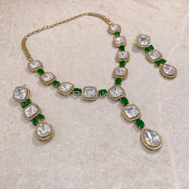 Kundan Necklace set - Green - SOKORA JEWELSKundan Necklace set - GreenNECKLACE SETS