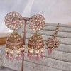 Large Earrings and Tikka - Pink - SOKORA JEWELSLarge Earrings and Tikka - Pink