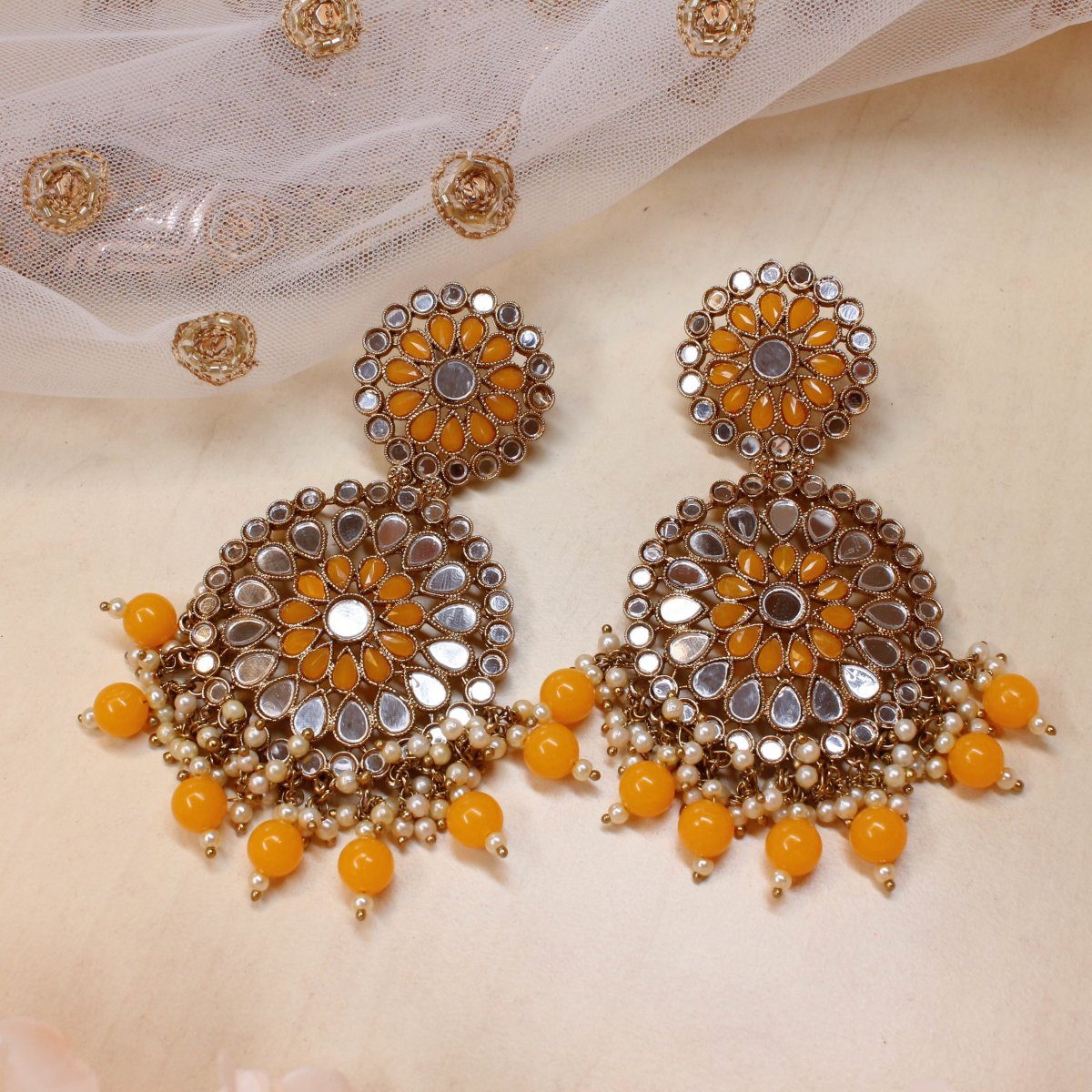 Large Mirrored Mandala Earrings - SOKORA JEWELSLarge Mirrored Mandala Earrings