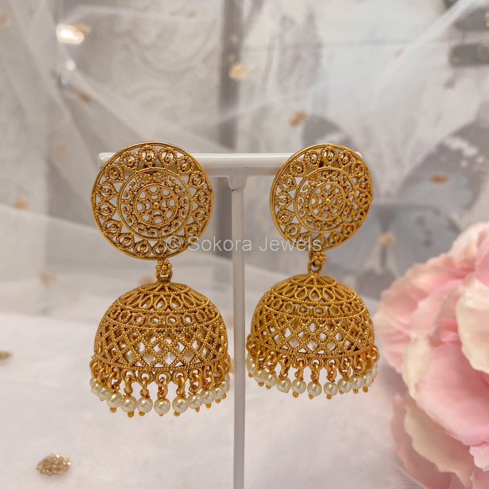 Amazon.com: Bollywood Party Wear Bali Dome Shaped Jhumka Earrings for Women  / AZINOXE40 (Blue): Clothing, Shoes & Jewelry