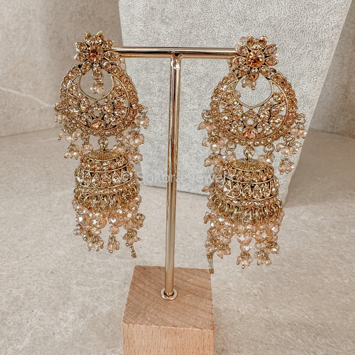 Lavanya Double Bridal Necklace Set - Champagne - SOKORA JEWELSLavanya Double Bridal Necklace Set - Champagnenecklace sets