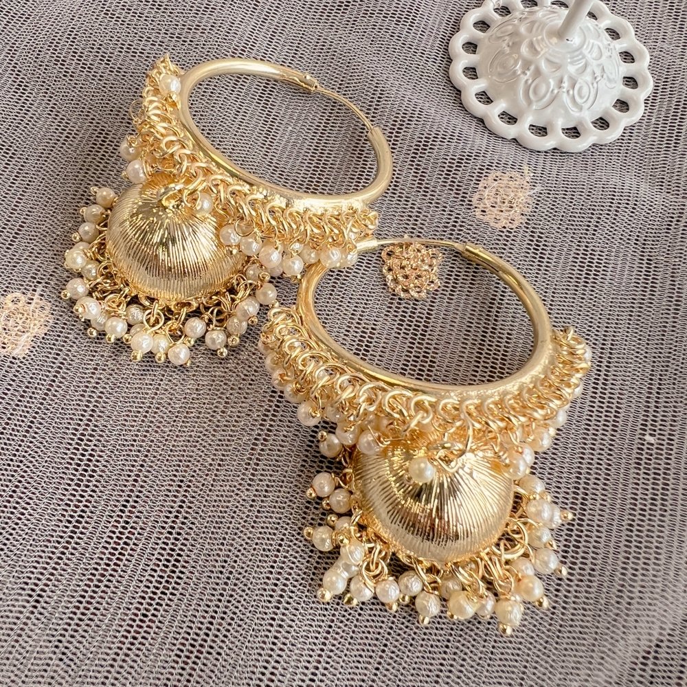 Gold hoop earrings with on sale jhumka