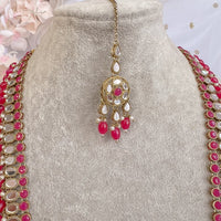 Long Mirrored Necklace set - Pink - SOKORA JEWELSLong Mirrored Necklace set - Pink