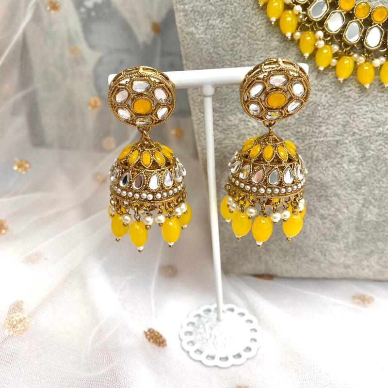 Long Mirrored Necklace set - Yellow - SOKORA JEWELSLong Mirrored Necklace set - Yellow
