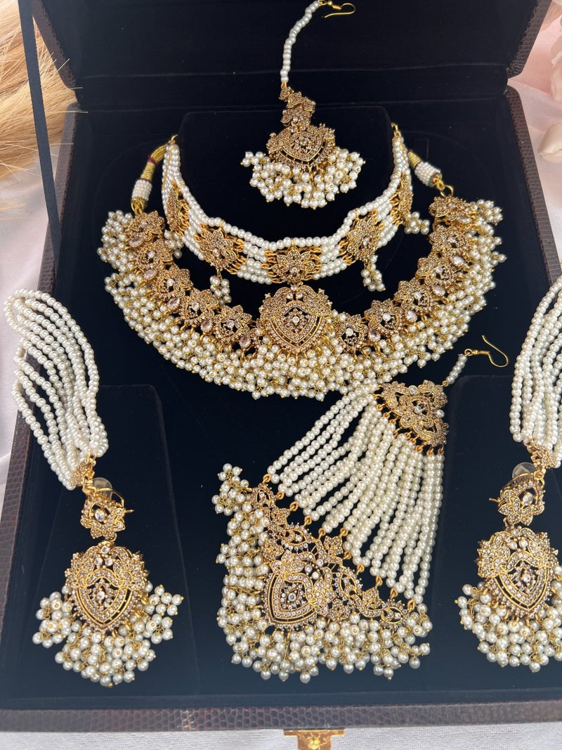Lubna Bridal Double necklace set - SOKORA JEWELSLubna Bridal Double necklace set