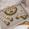 Lubna Bridal Double necklace set - Green - SOKORA JEWELSLubna Bridal Double necklace set - Green