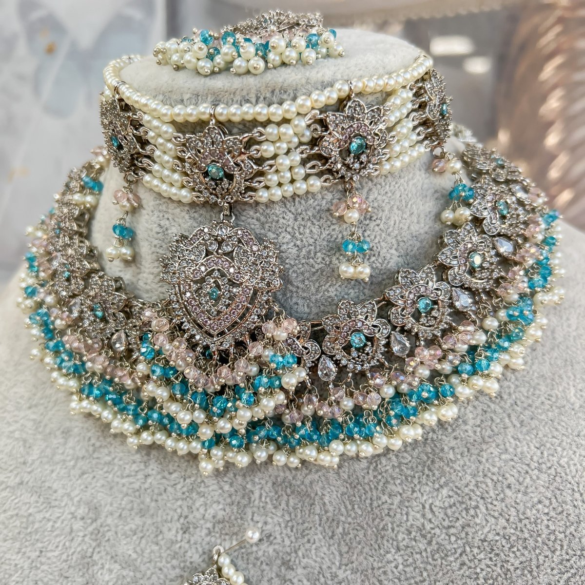 Avleen Silver Bridal Necklace set – SOKORA JEWELS