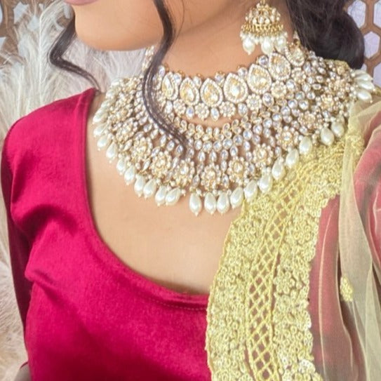 Lucie Bridal Double necklace set - Golden Shimmer - SOKORA JEWELSLucie Bridal Double necklace set - Golden Shimmer