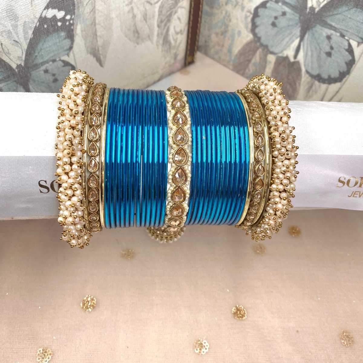 Sky blue silk deals thread bangles