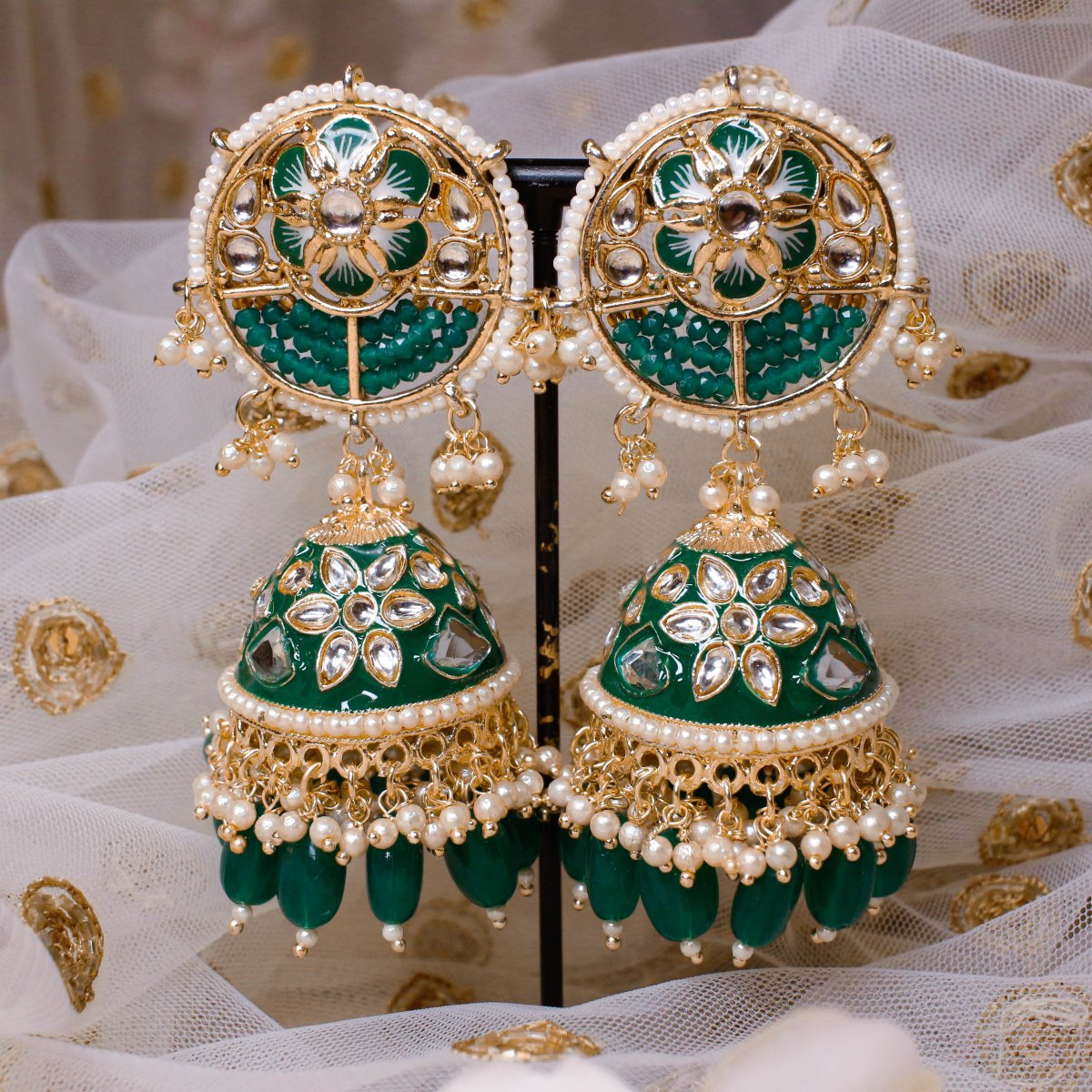 Buy Indo Western Beads Earring With Mehndi Plating 110455 | Kanhai Jewels