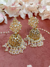 Mahira Gold plated Jhumka Earrings - Clear - SOKORA JEWELSMahira Gold plated Jhumka Earrings - Clear