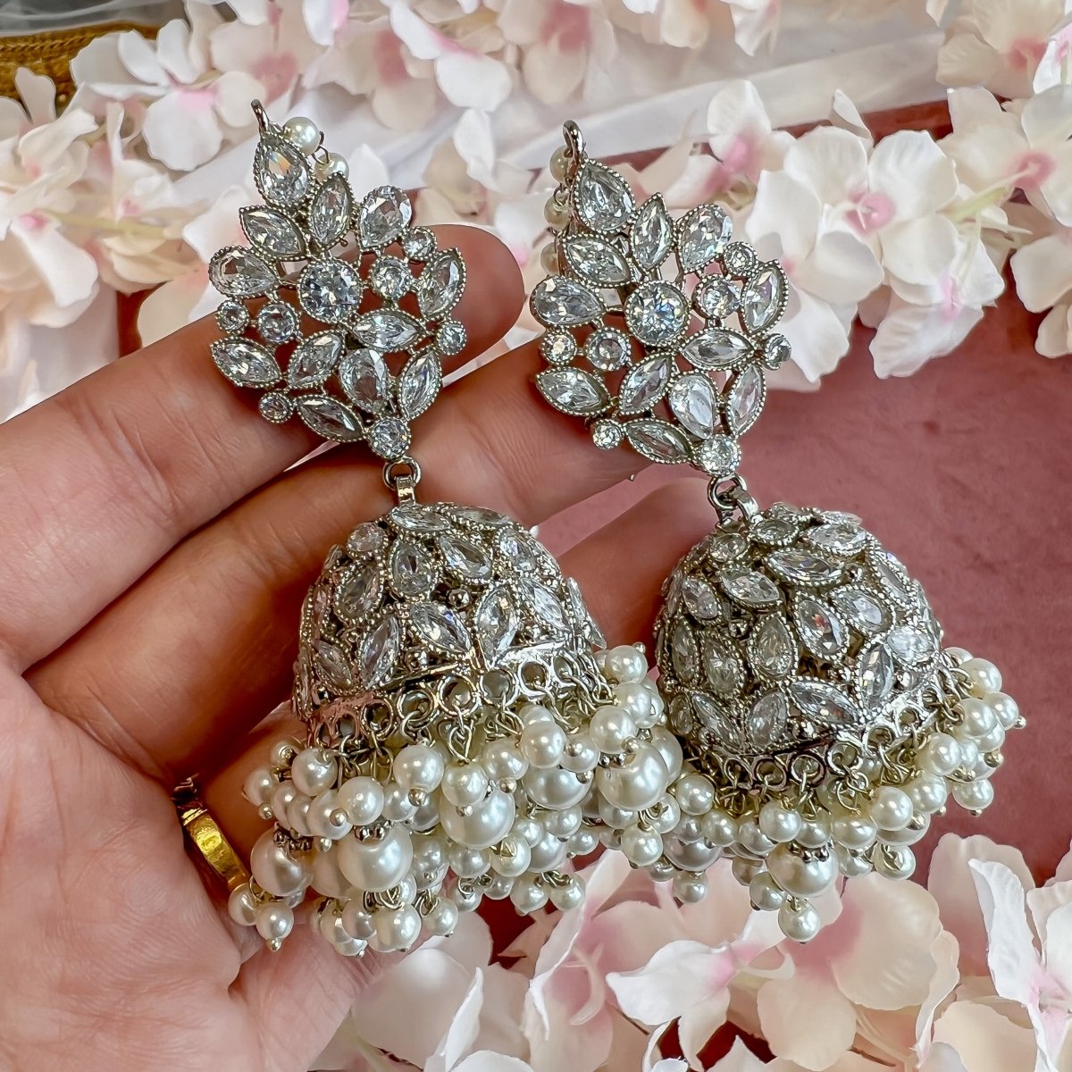 Mahira Silver Jhumka Earrings - SOKORA JEWELSMahira Silver Jhumka Earrings