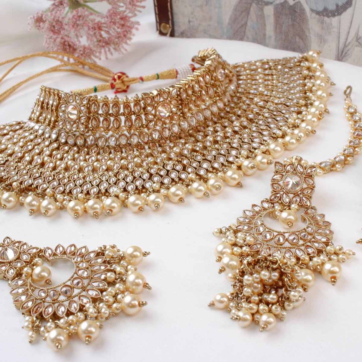 Champagne bridal clearance jewelry sets