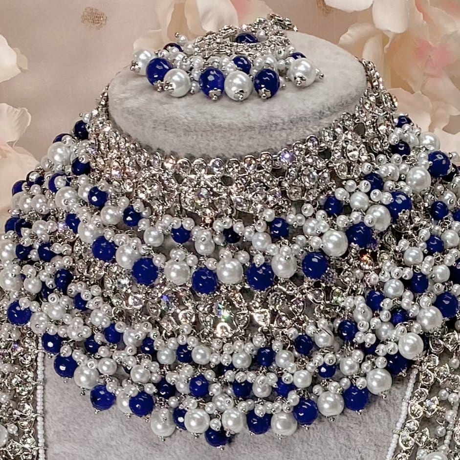 Clearance: Maniba Double Bridal Necklace Set Navy – SOKORA JEWELS