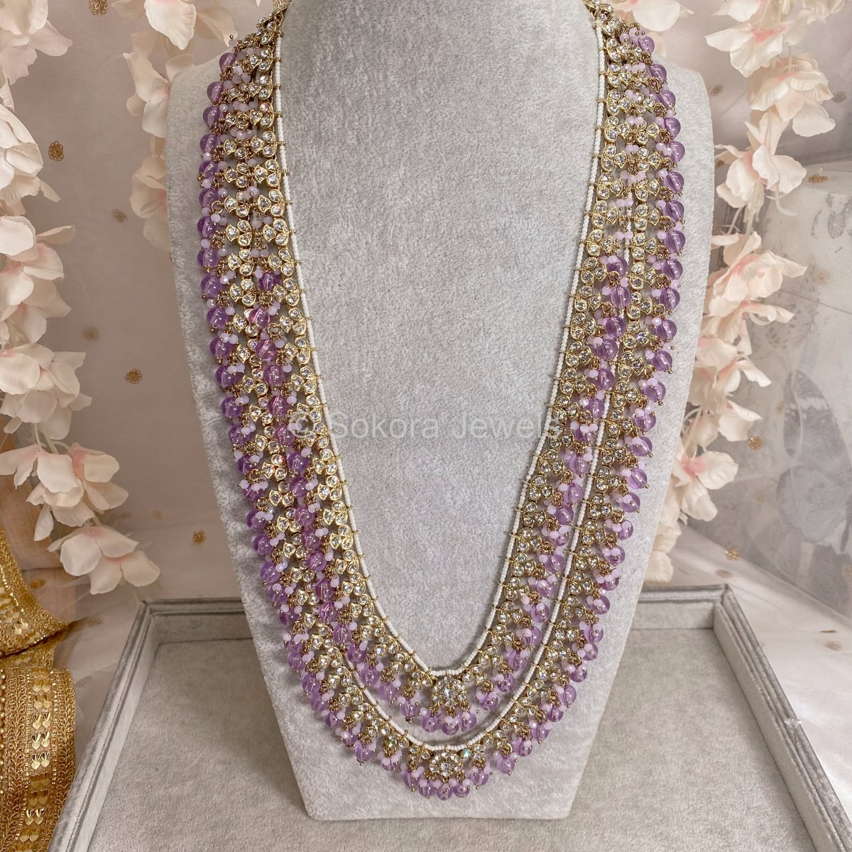 Maniba Long Necklace set - Lilac - SOKORA JEWELSManiba Long Necklace set - Lilac
