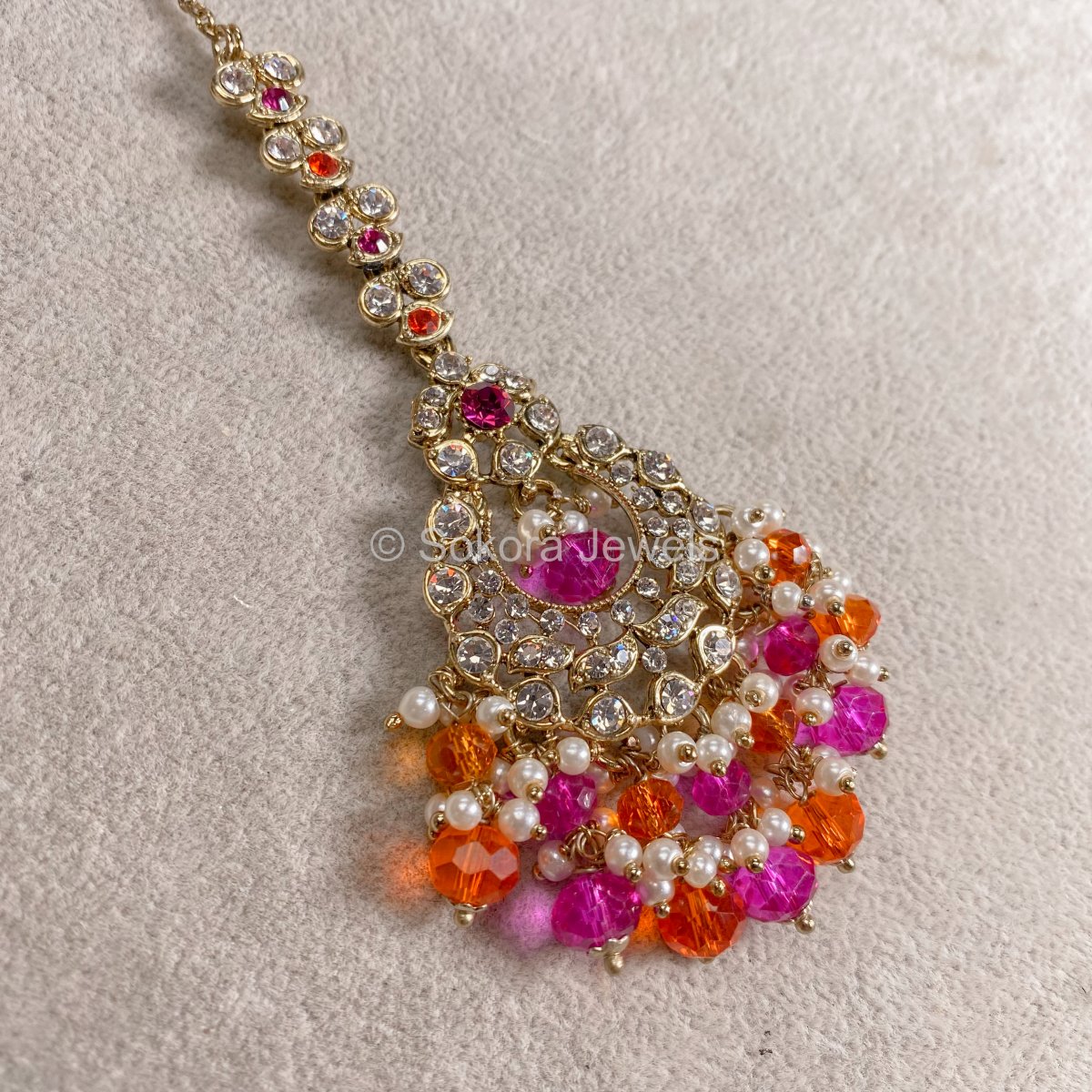 Maniba Long Necklace set - Pink/Orange - SOKORA JEWELSManiba Long Necklace set - Pink/Orange