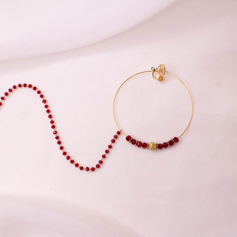 Maroon and Gold Bead Nose ring - Clip On - SOKORA JEWELSMaroon and Gold Bead Nose ring - Clip Onnose rings
