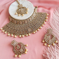 Marya Bridal Choker set - Pearl - SOKORA JEWELSMarya Bridal Choker set - Pearl