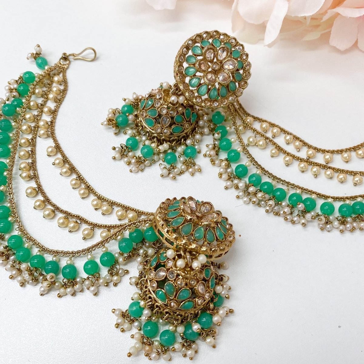 Cutwork Chandbali Earrings - Pista Green