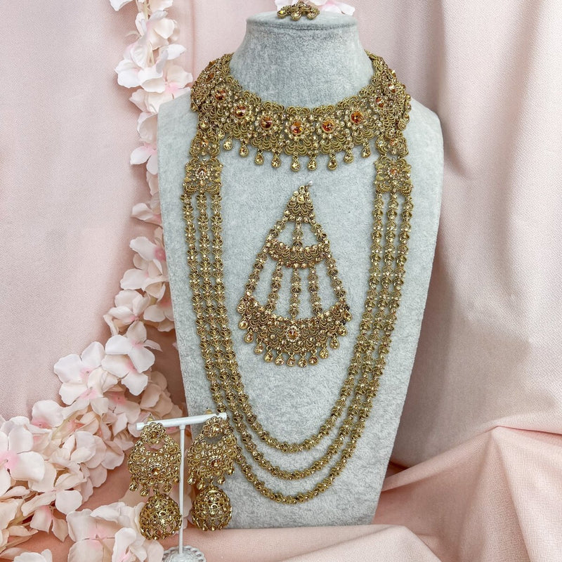 Maya Bridal Necklace Set - Golden - SOKORA JEWELSMaya Bridal Necklace Set - Goldennecklace sets