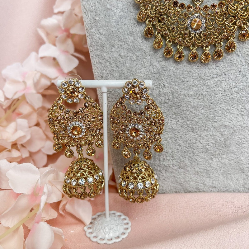 Maya Double Bridal Necklace Set - Golden - SOKORA JEWELSMaya Double Bridal Necklace Set - Goldennecklace sets