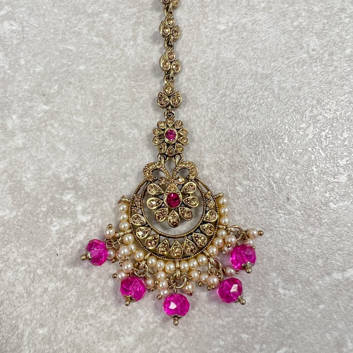 Medium Crystal Tikka - Pink - SOKORA JEWELSMedium Crystal Tikka - Pink