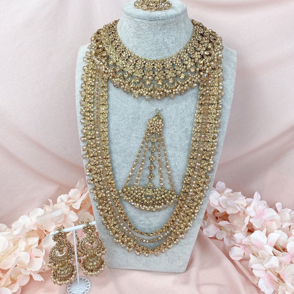 Golden long clearance necklace set