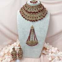 Meera Bridal Necklace set - Maroon - SOKORA JEWELSMeera Bridal Necklace set - Maroon