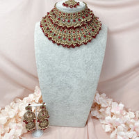 Meera Bridal Necklace set - Maroon - SOKORA JEWELSMeera Bridal Necklace set - Maroon