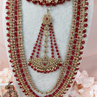 Meera Bridal Necklace set - Maroon - SOKORA JEWELSMeera Bridal Necklace set - Maroon