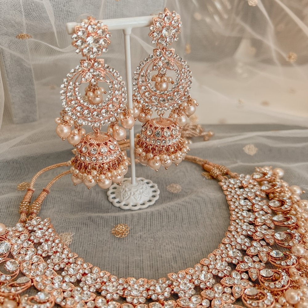 Rose gold wedding jewellery on sale sets