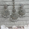 Meera Silver Earrings and Tikka set - Clear - SOKORA JEWELSMeera Silver Earrings and Tikka set - Clear