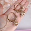 Melanie Jhumka Hoops with Ear chains - Antique Gold - SOKORA JEWELSMelanie Jhumka Hoops with Ear chains - Antique Gold