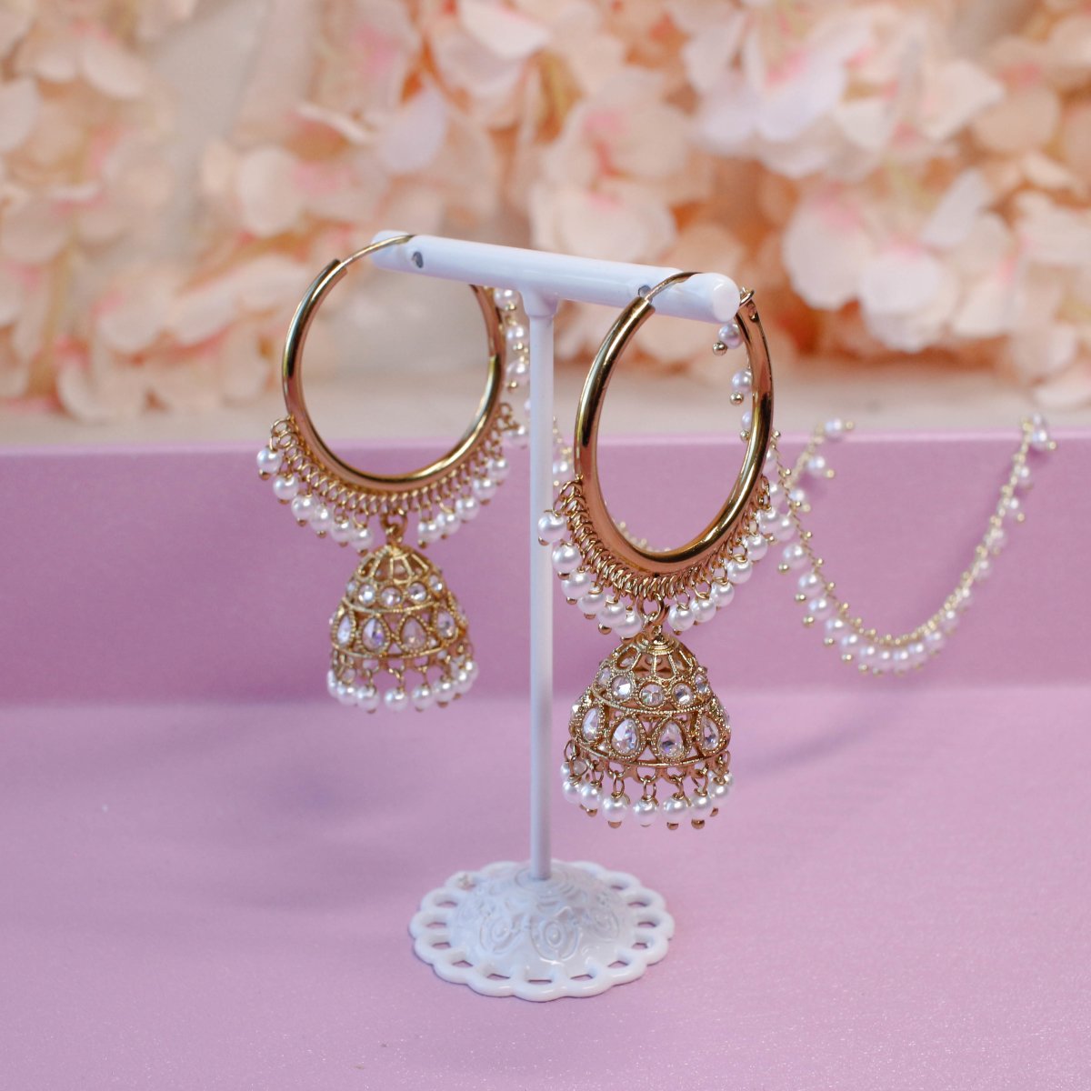 American Diamond Hoop Earrings/ Jhumka Earrings/statement Earrings/ Indian,  Pakistani Jewelry/ Sabyasachi Jewelry - Etsy