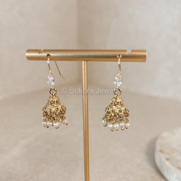 Micro Jhumka Earrings - Pearl - SOKORA JEWELSMicro Jhumka Earrings - Pearl