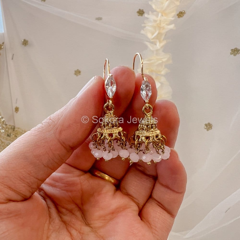 Micro Jhumka Earrings Pink – SOKORA JEWELS