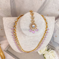 Minahil Long Necklace set - Lilac - SOKORA JEWELSMinahil Long Necklace set - Lilac
