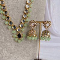 Minahil Long Necklace set - Mint - SOKORA JEWELSMinahil Long Necklace set - Mint