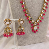 Minahil Long Necklace set - Pink - SOKORA JEWELSMinahil Long Necklace set - Pink